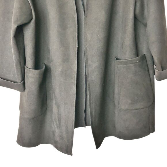 Zara Basic Collection M Black Faux Suede Open Front Jacket - Picture 5 of 9